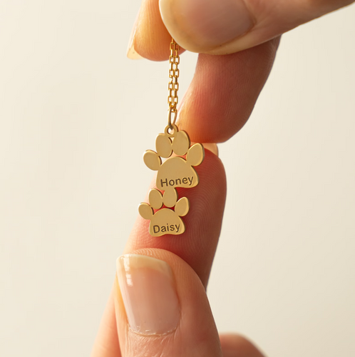 Paw Print Name Necklace